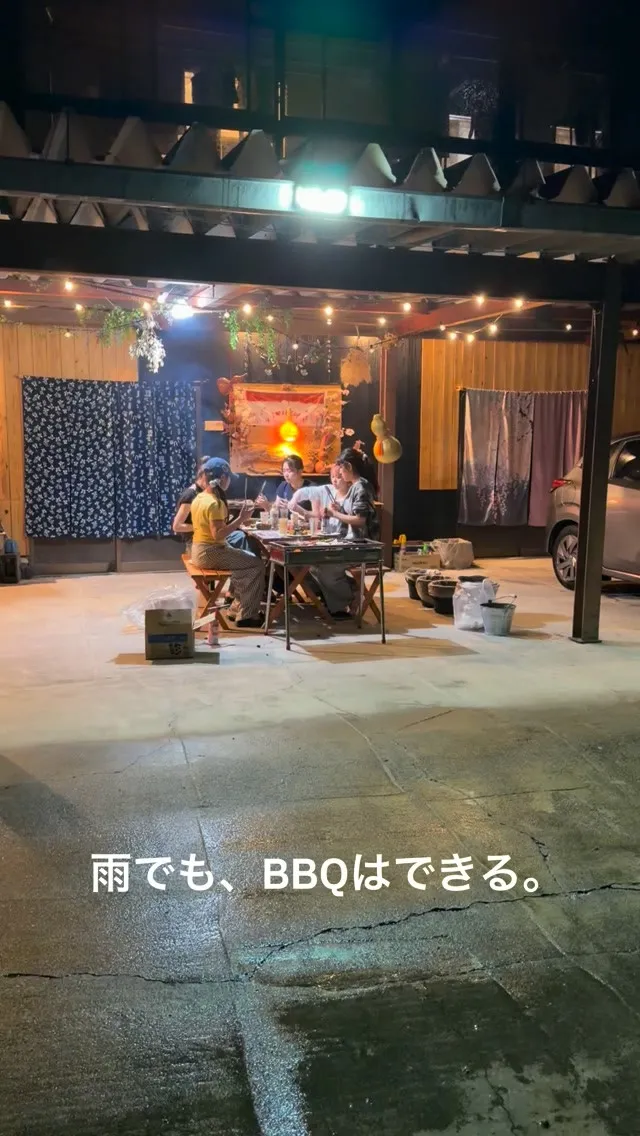 雨でも、BBQはできる。